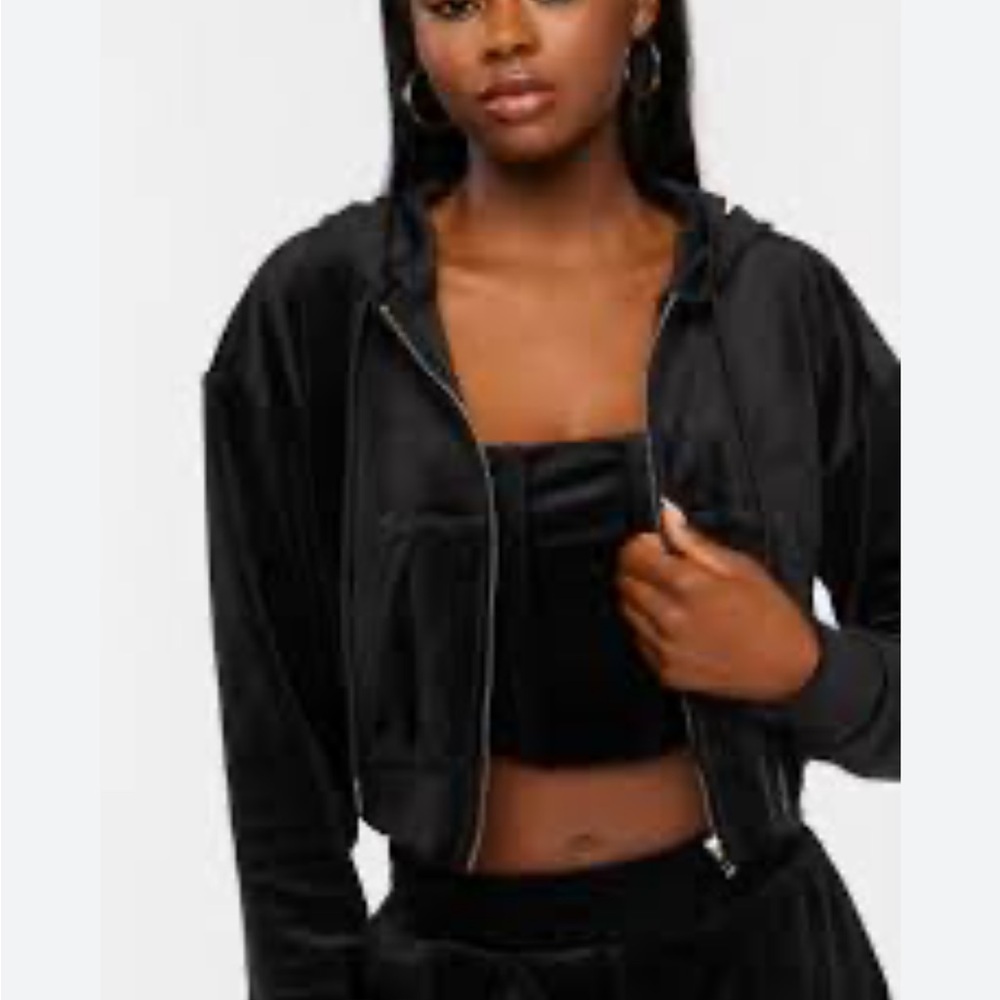 2 for $20 - Forever 21 Black Velvet Zip-Up - Size M